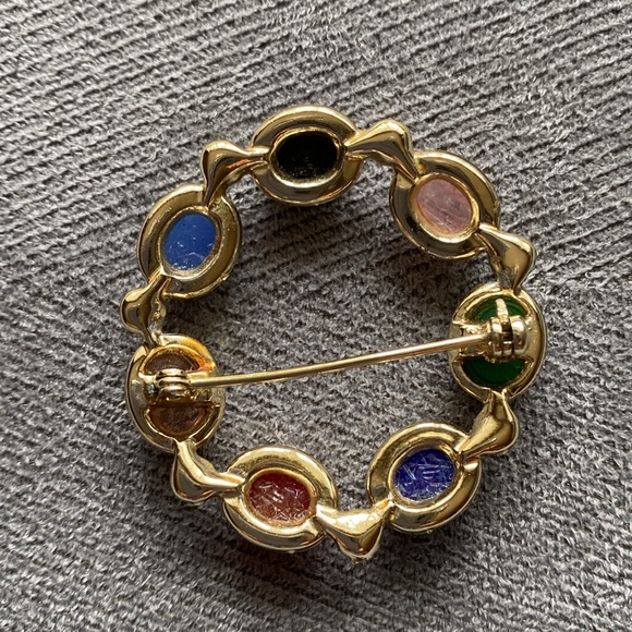 Scarab Brooch Pin Multicolor Gold Tone - Picture 4 of 15
